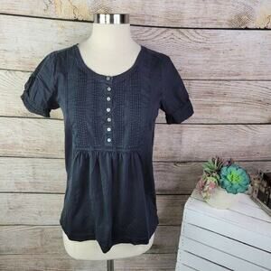 Martin + Osa Women's Black Embellished‎ Short Sleeve Button Blouse Size Small